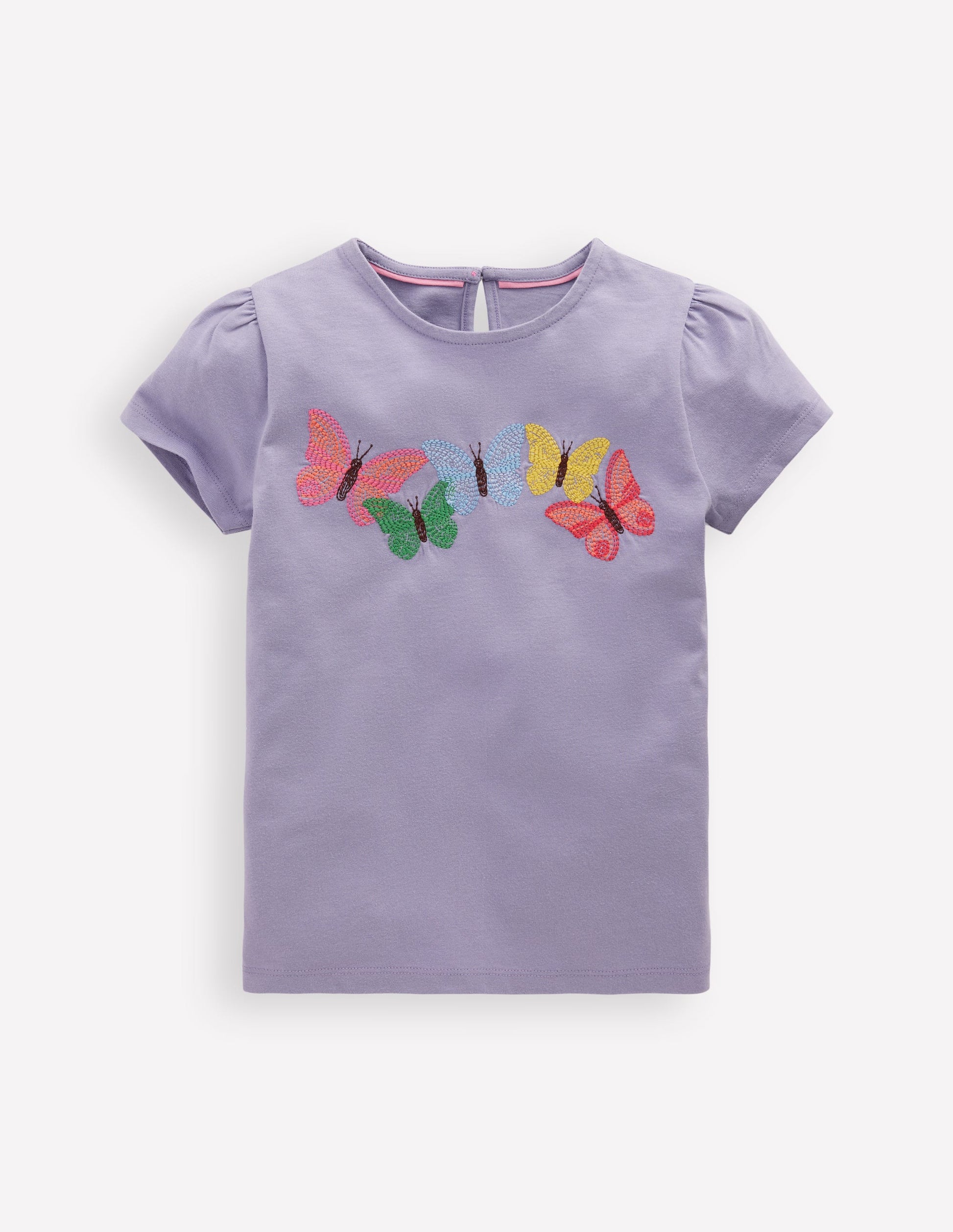 Oberteil mit Puffärmeln und Superstich-Lila Schmetterlinge-1