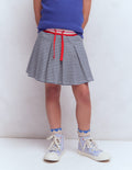 Plissierter Jersey-Skort-Dunkelblau/Streifen