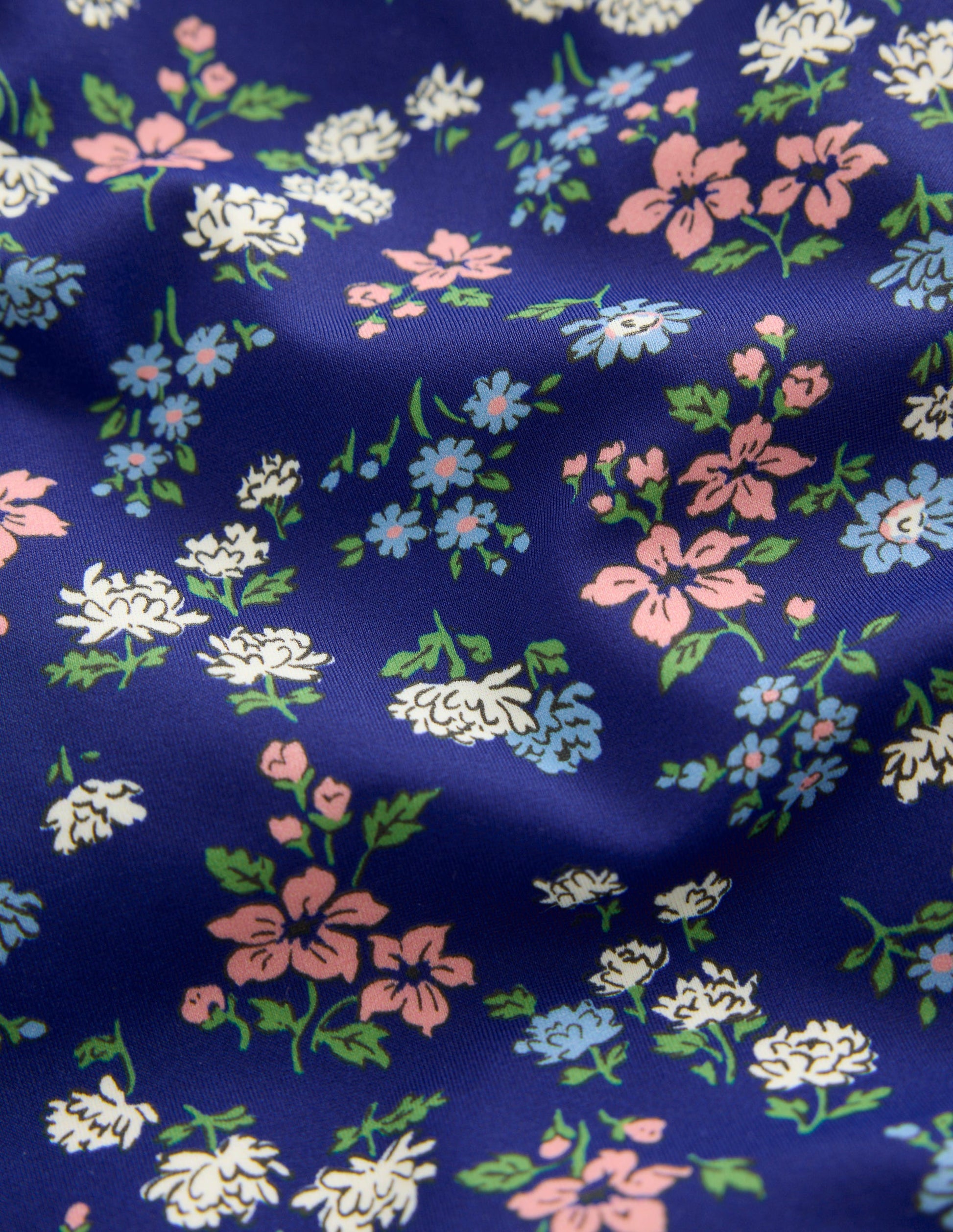 Hallie Badeanzug mit Rüschenträgern-Saphirblau Wiese Blumenmuster-3