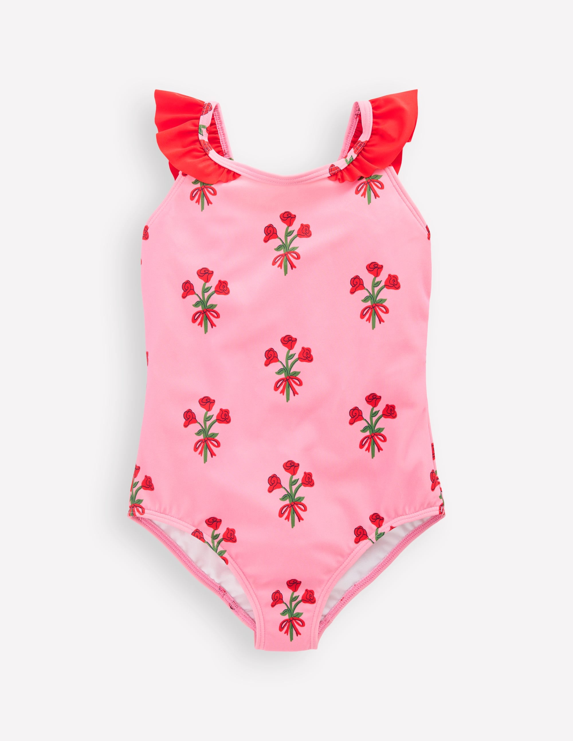 Hallie Badeanzug mit Rüschenträgern-Kaugummirosa Kleiner Blumenstrauß - Image 1