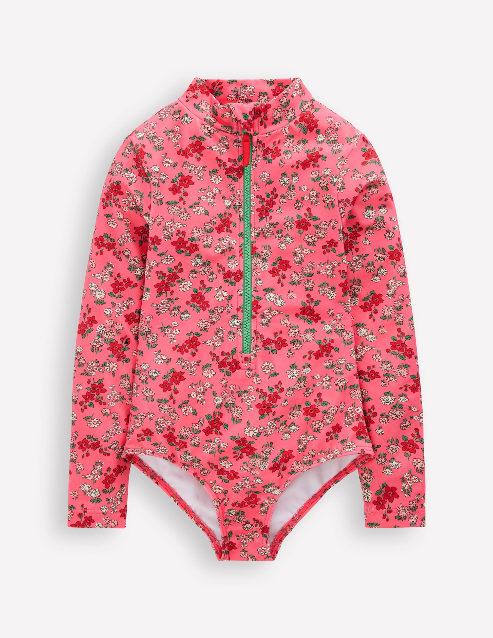 Maillot de bain à manches longues-Motif Meadow Floral rose saumon-1