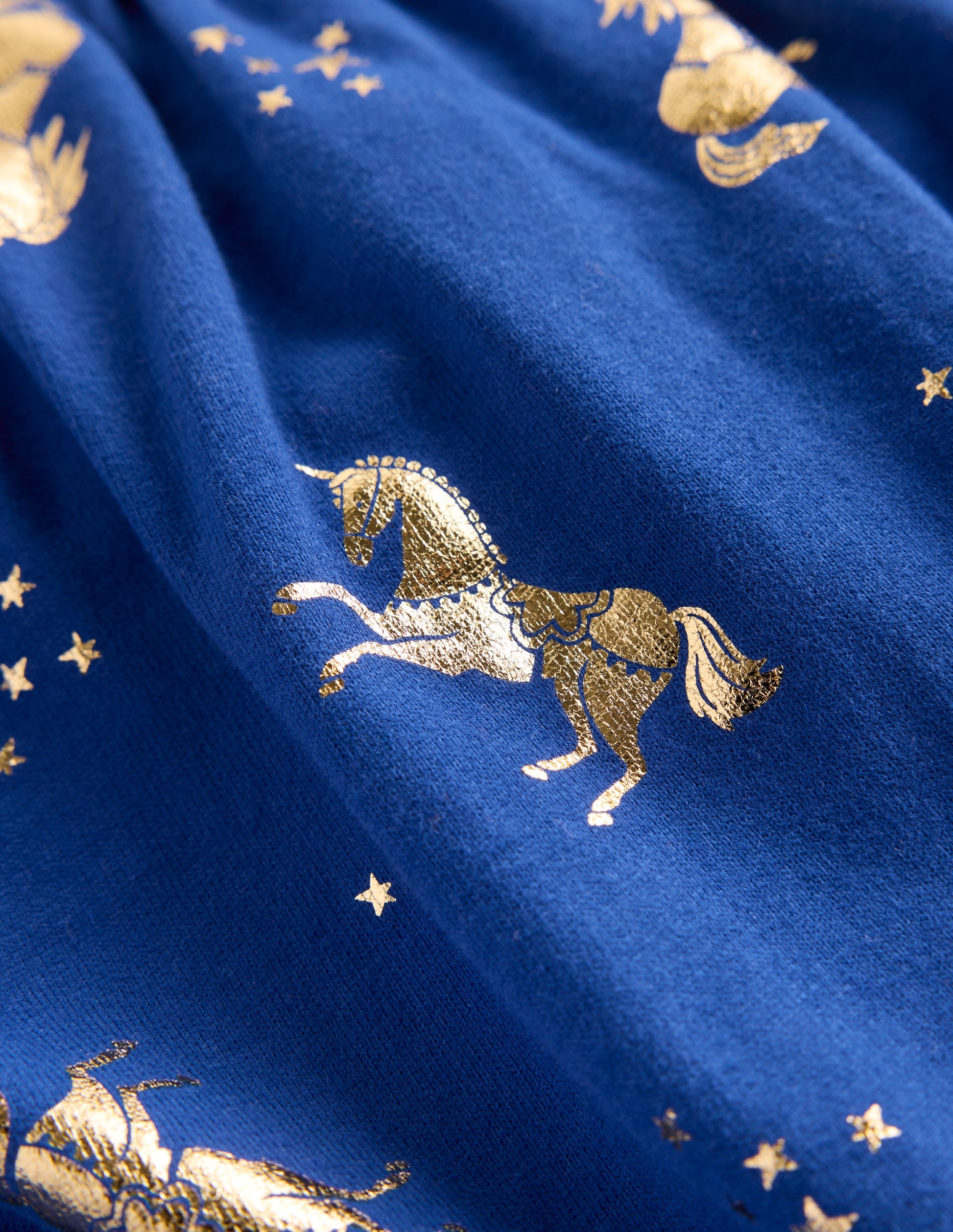 Robe tournoyante Ariel en jersey-Licornes bleu saphir-3