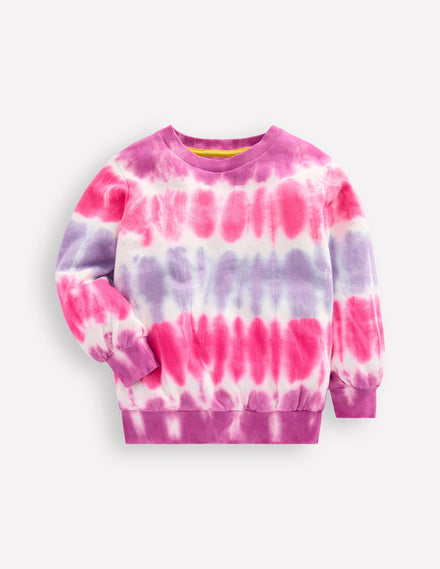 Sweat imprimé-Tie-dye rose