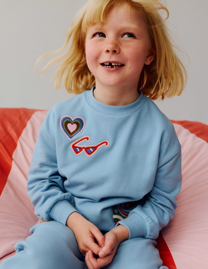 Bobbie Sweatshirt mit Applikation-Gletschersee Aufnäher