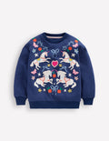Bobbie Sweatshirt mit Applikation-Navy, Einhörner