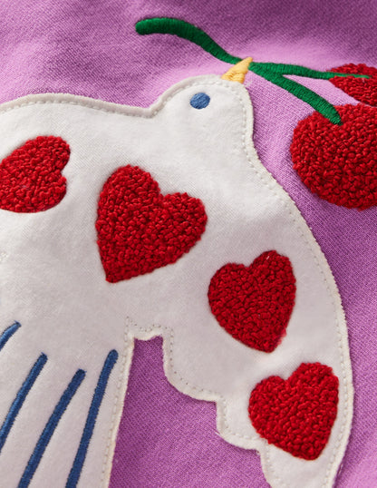 Bobbie Sweatshirt mit Applikation-Lila Tauben-4