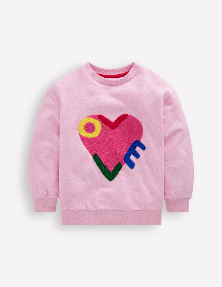 Bobbie Sweatshirt mit Applikation-Pink Meliert Love