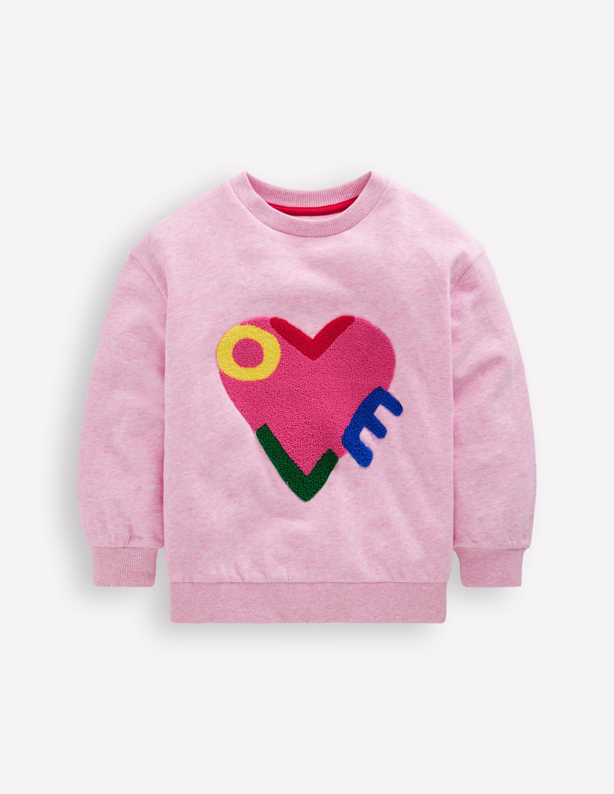 Sweat Bobbie à appliqué-Motif Love rose chiné - Image 1