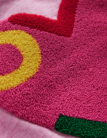 Sweat Bobbie à appliqué-Motif Love rose chiné-3