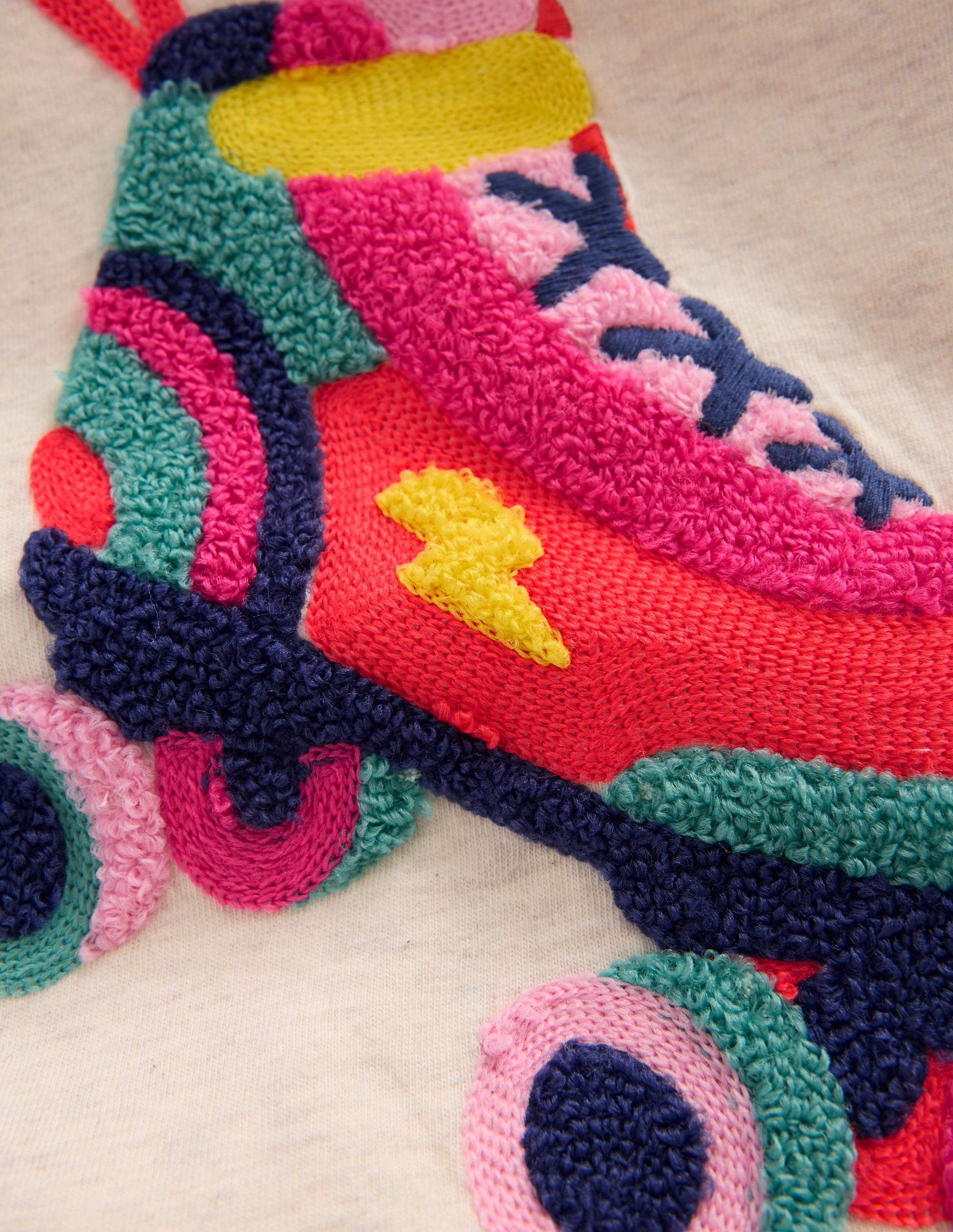 Langarmshirt aus Bouclé-Haferbeige Meliert Rollschuh-3