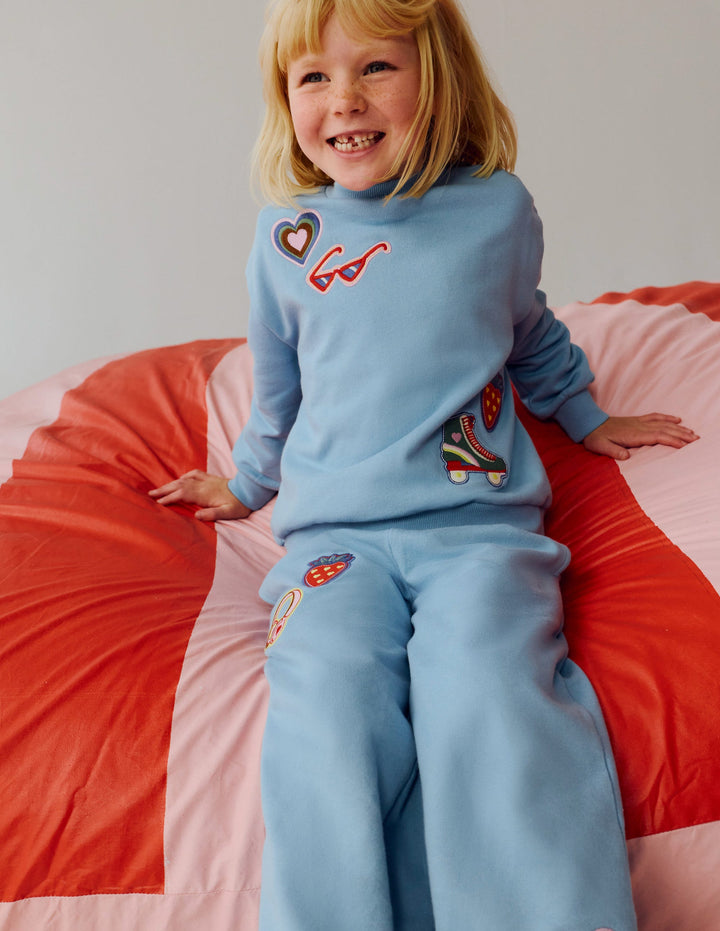 Bobbie Jogginghose mit Applikationen-Gletschersee Aufnäher