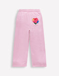 Bas de jogging Bobbie à appliqués-Motif Love rose chiné