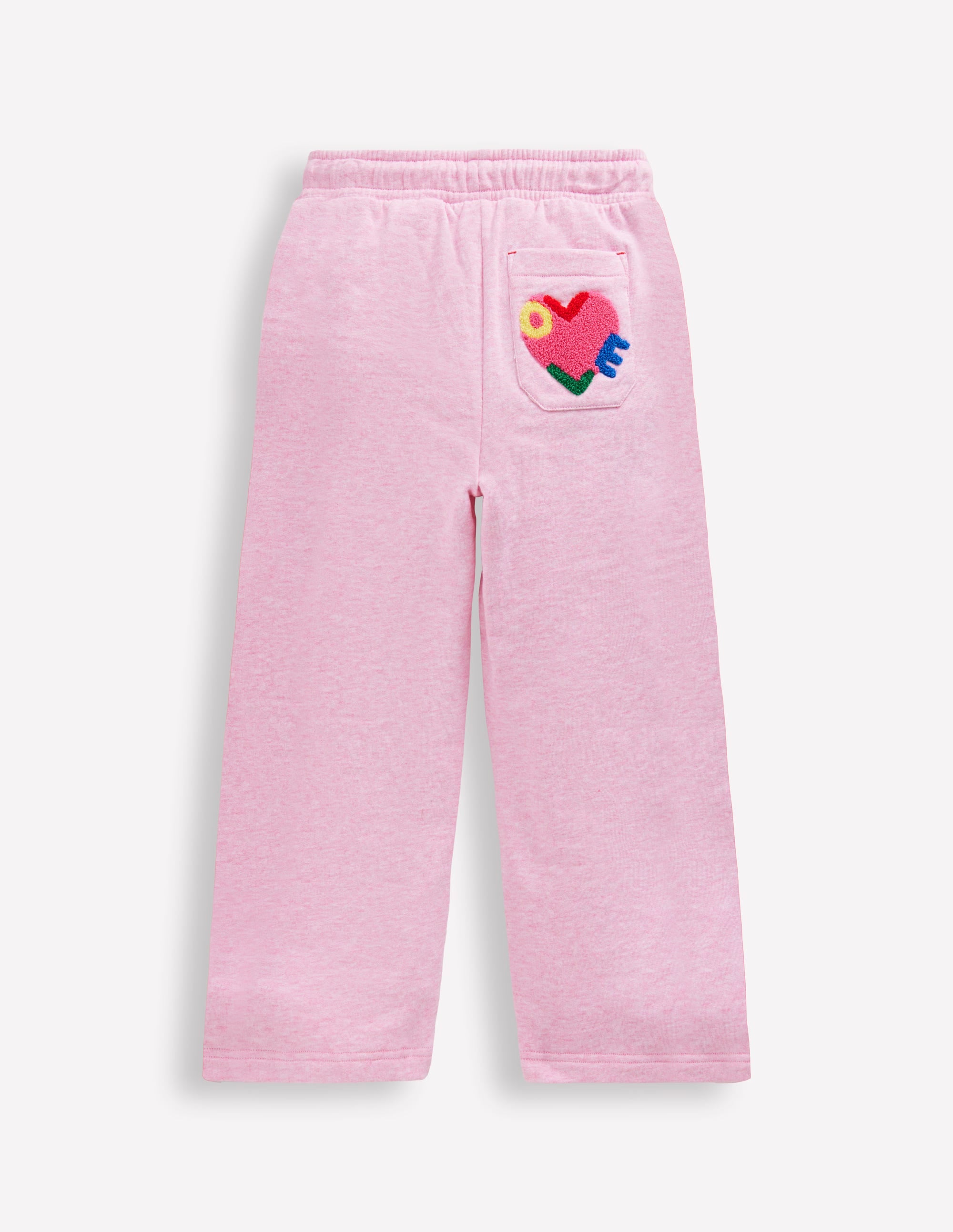 Bas de jogging Bobbie à appliqués-Motif Love rose chiné - Image 1