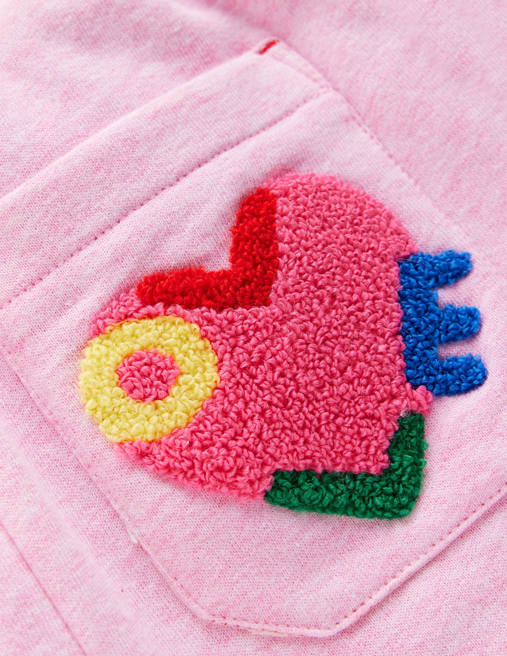 Bas de jogging Bobbie à appliqués-Motif Love rose chiné - Image 3