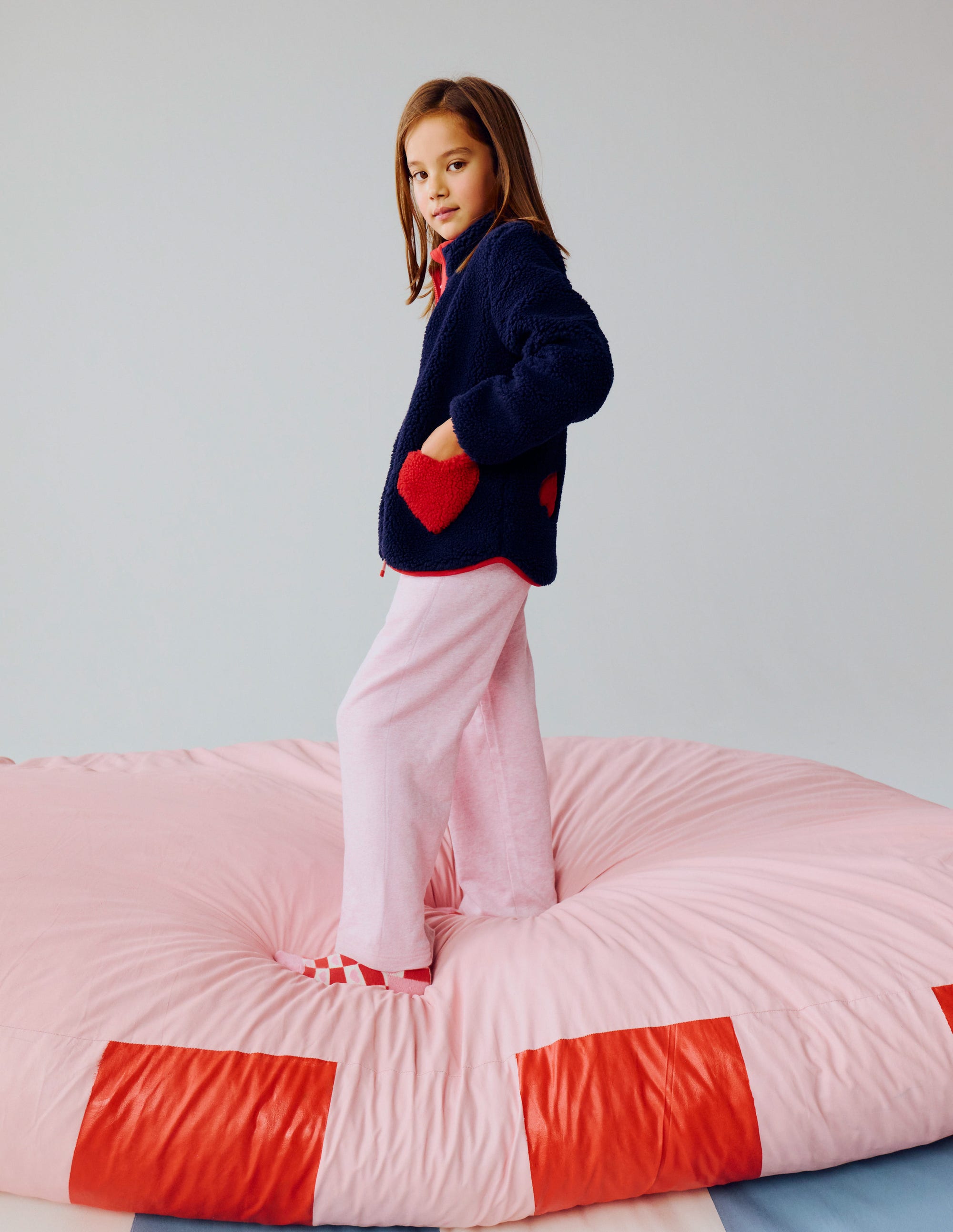 Bas de jogging Bobbie à appliqués-Motif Love rose chiné - Image 4