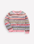 Edie Fair-Isle-Strickjacke-Gletscherblau Hübsche Blumen