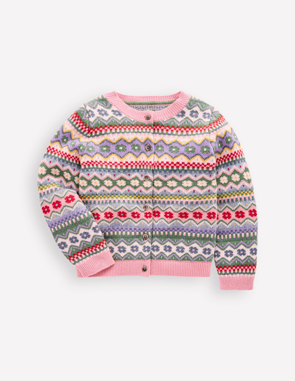 Cardigan Edie à motif jacquard-Jolies fleurs bleu glacier - Image 1