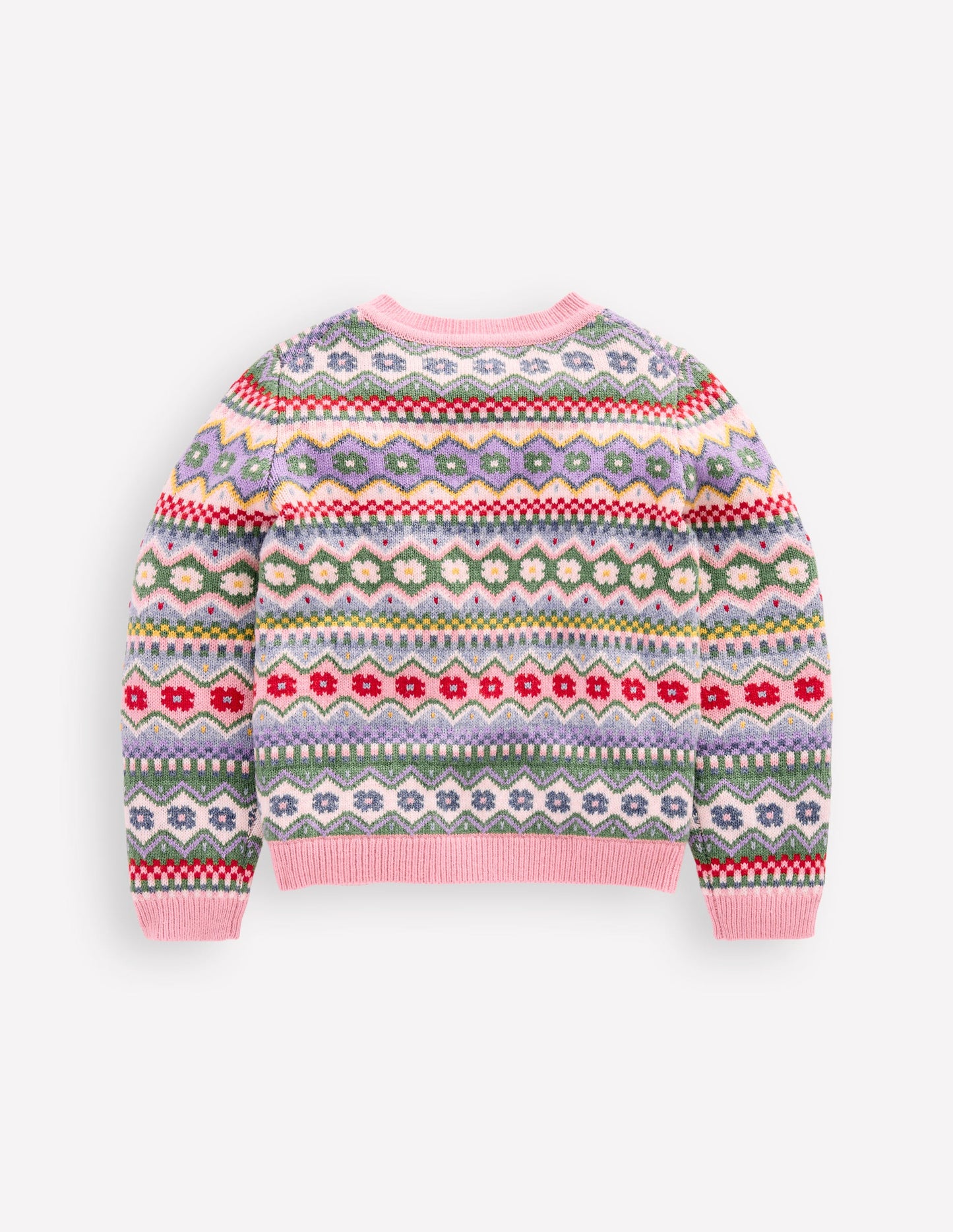 Edie Fair-Isle-Strickjacke-Gletscherblau Hübsche Blumen