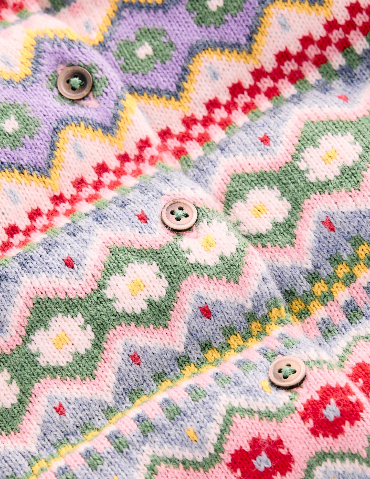 Edie Fair-Isle-Strickjacke-Gletscherblau Hübsche Blumen