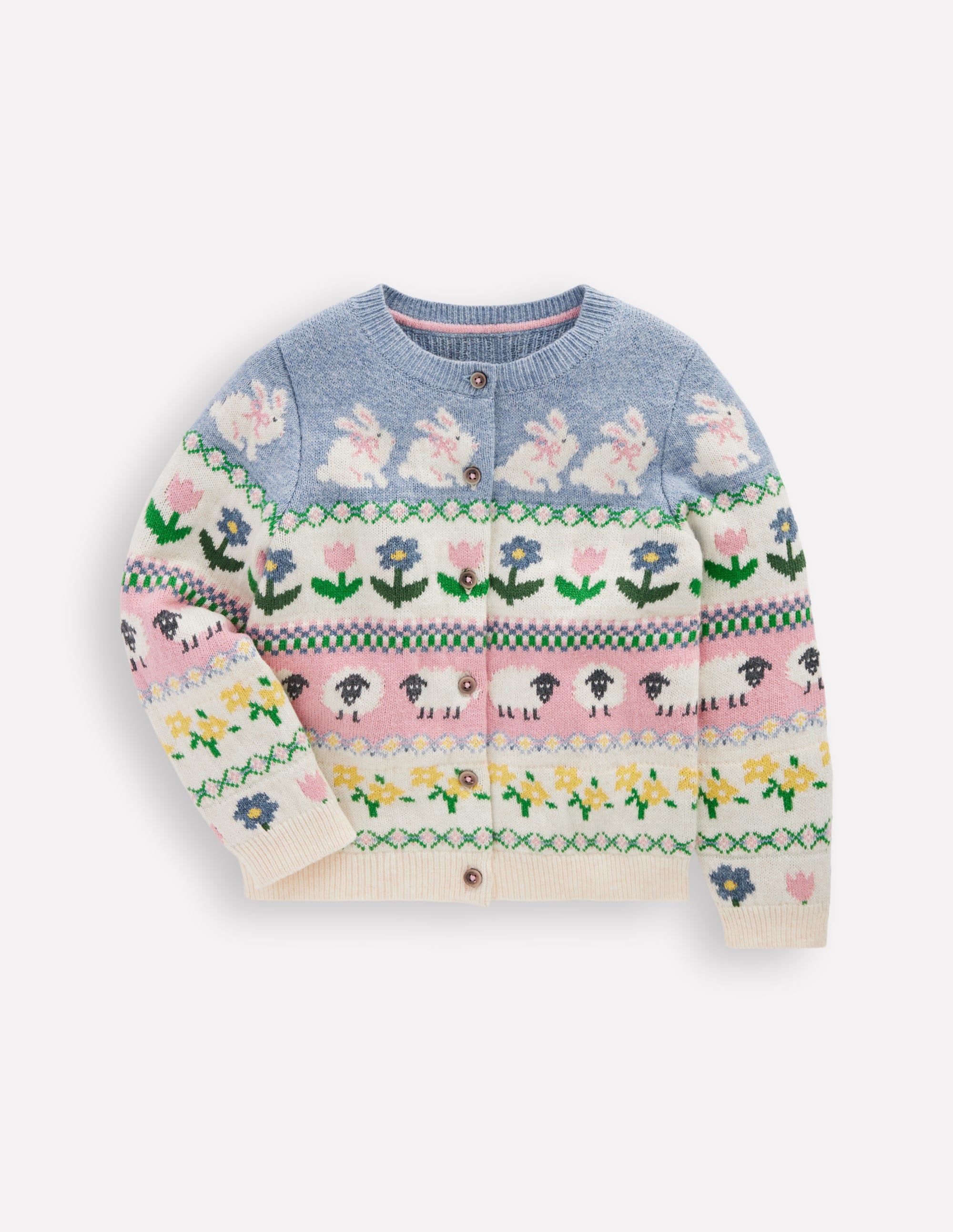 Edie Fair-Isle-Strickjacke-Gletscherblau Hase Fair-Isle-Muster - Image 2
