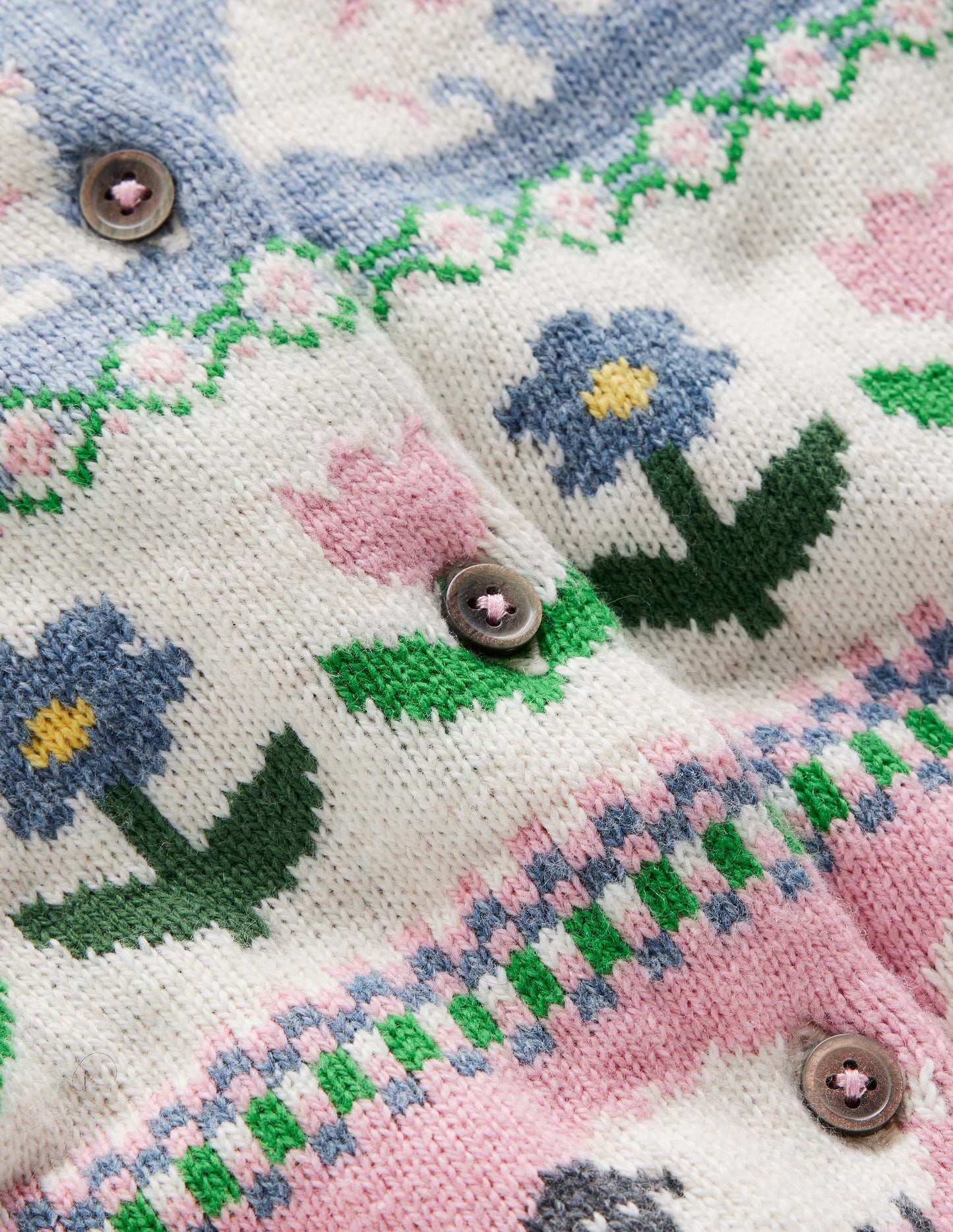 Edie Fair-Isle-Strickjacke-Gletscherblau Hase Fair-Isle-Muster