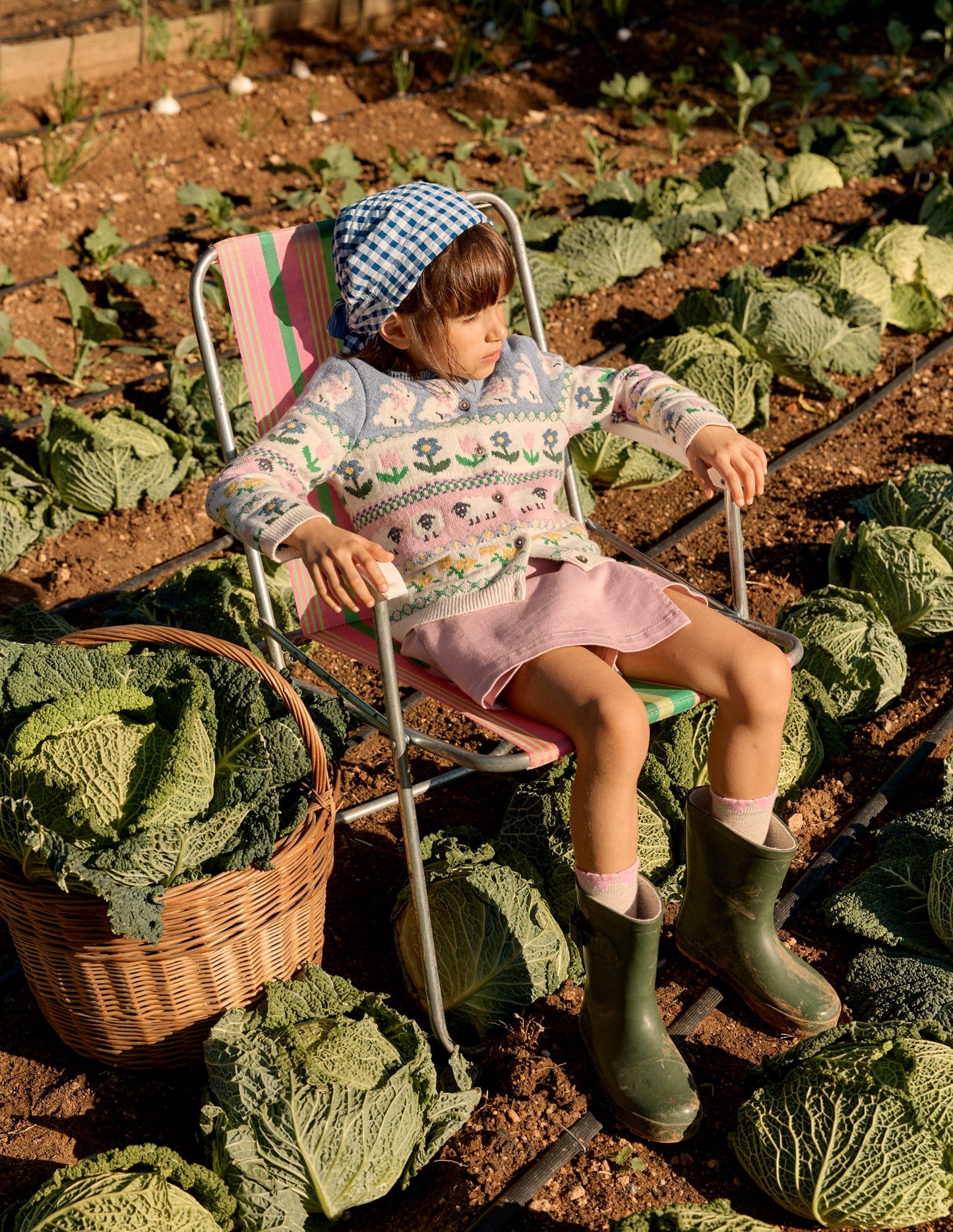 Edie Fair-Isle-Strickjacke-Gletscherblau Hase Fair-Isle-Muster