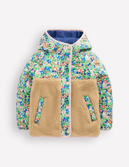 Janie Jacke aus Teddyfell-Mix-Blau Frühlingsblumenbeet-1