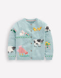 Strickjacke mit lustigem Motiv-Georgisches Blau Ostermotive