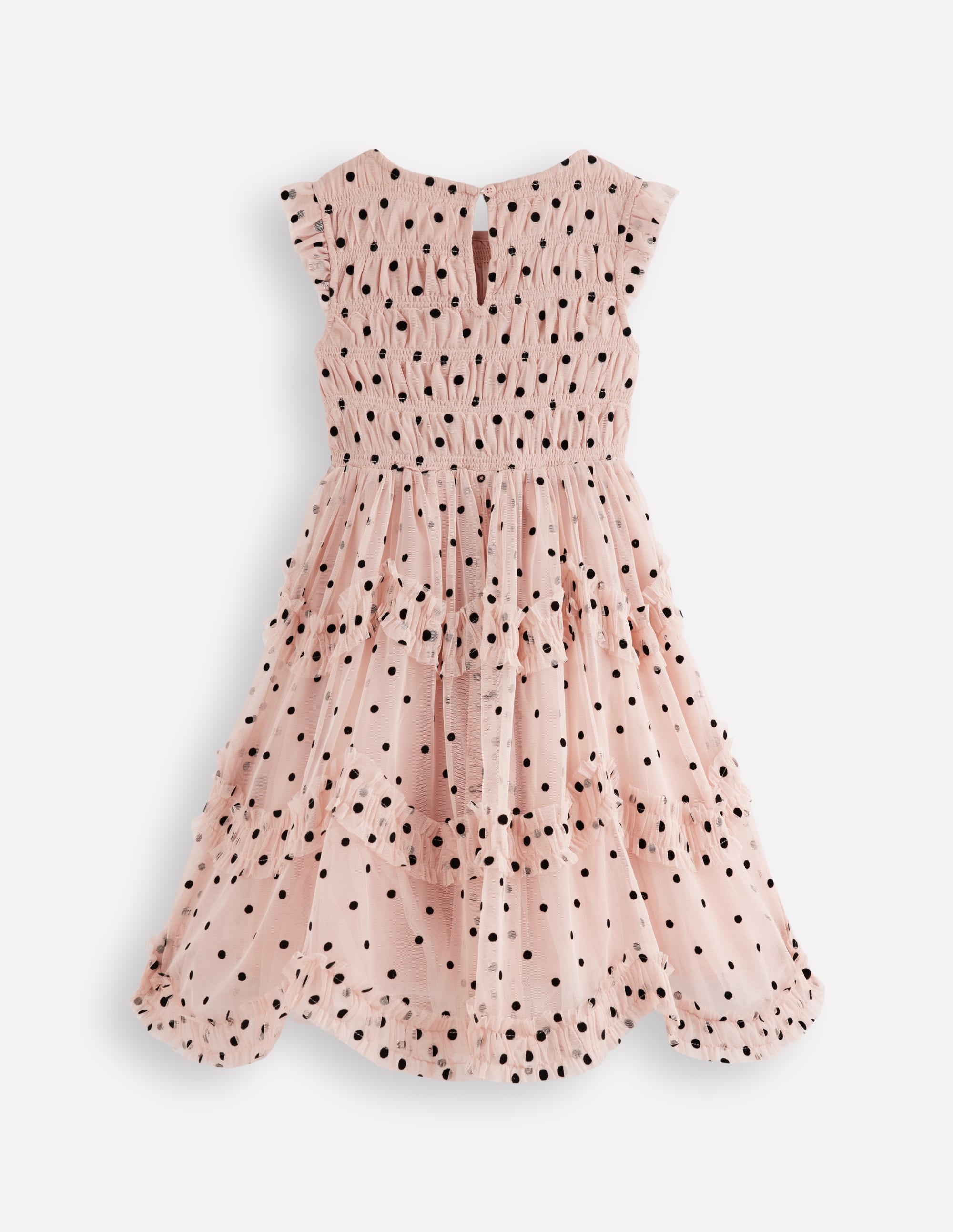 Tüllkleid mit Rüschen für besondere Anlässe-Rosé Rauchgrau Beflockt Punkte - Image 5