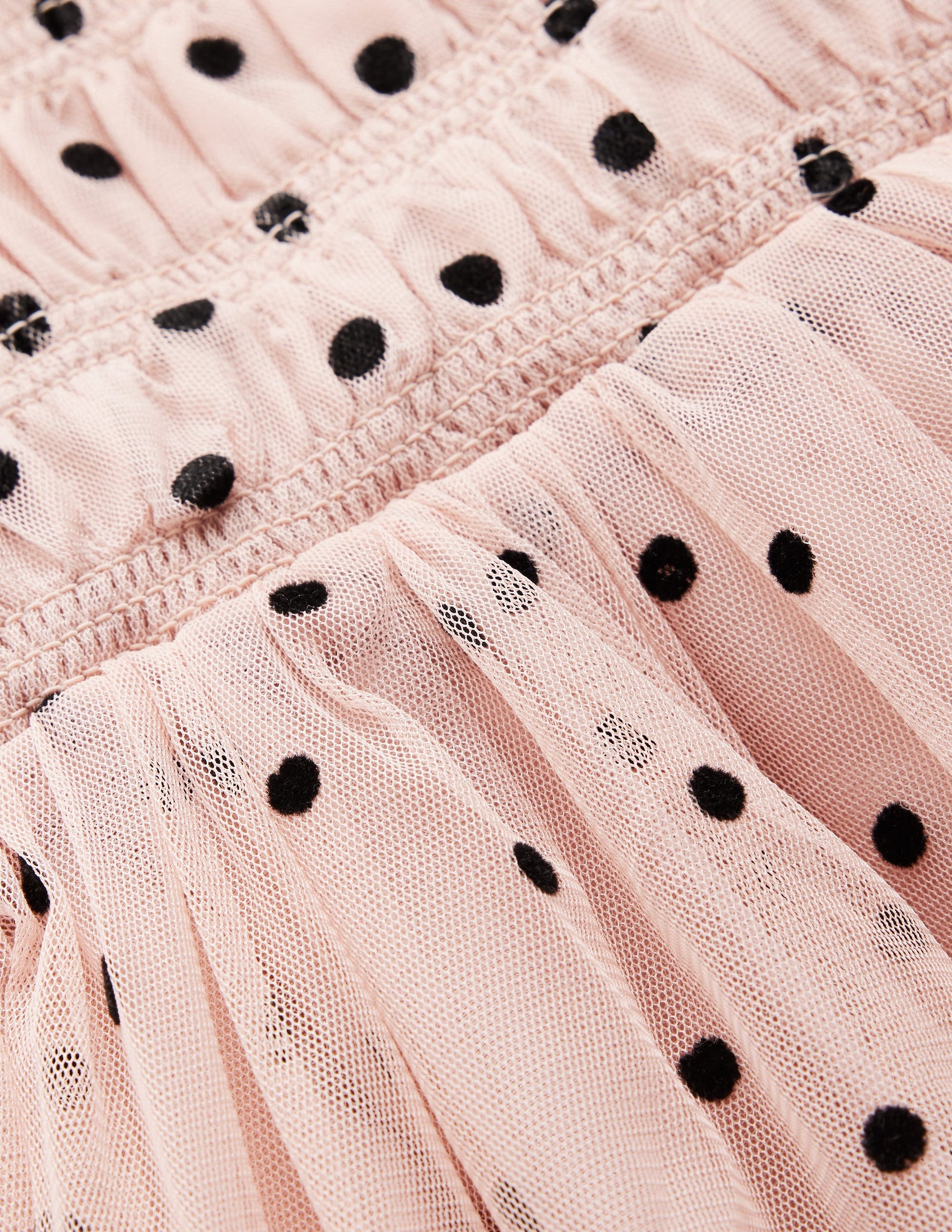 Kleid mit Tüllschleifen für besondere Anlässe-Rosé Rauchgrau Beflockt Punkte-6