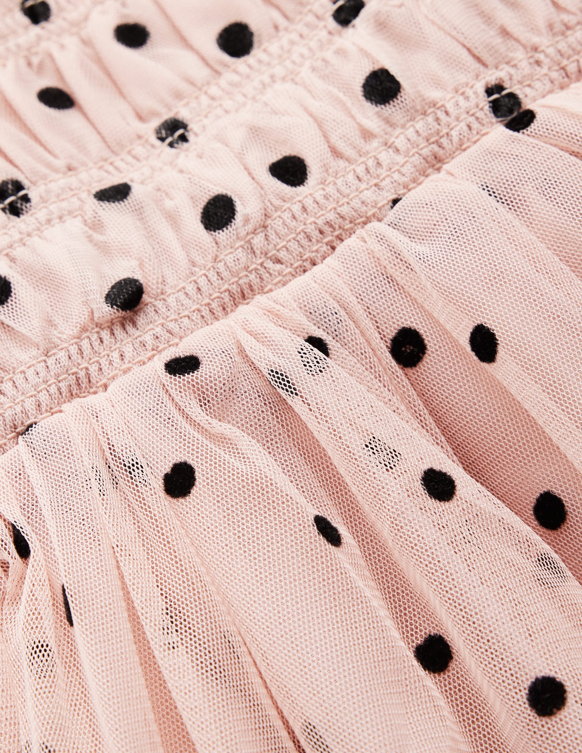 Tüllkleid mit Rüschen für besondere Anlässe-Rosé Rauchgrau Beflockt Punkte - Image 6