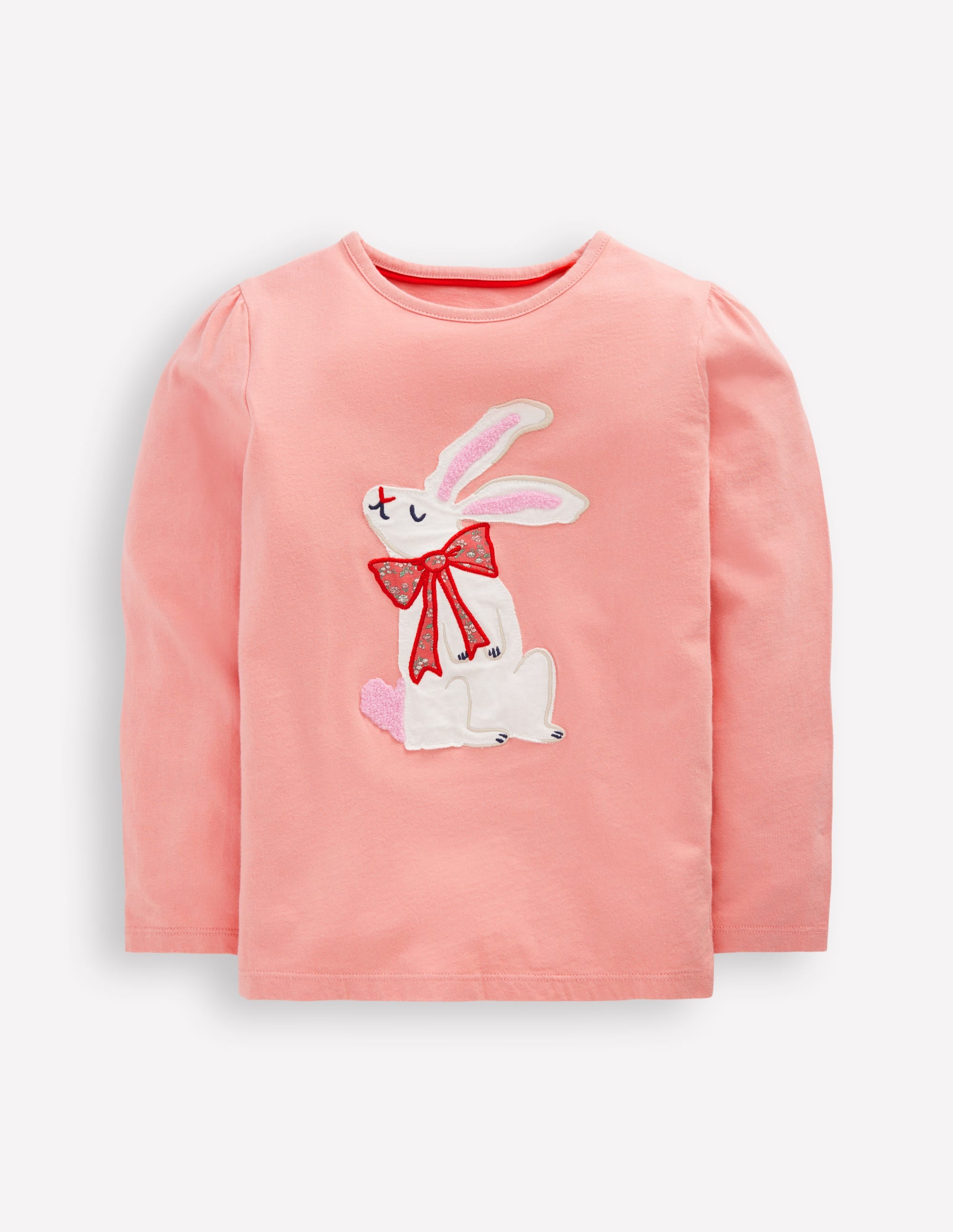 Langarmshirt mit Puffärmeln und Applikation-Rosa, Häschen - Image 1