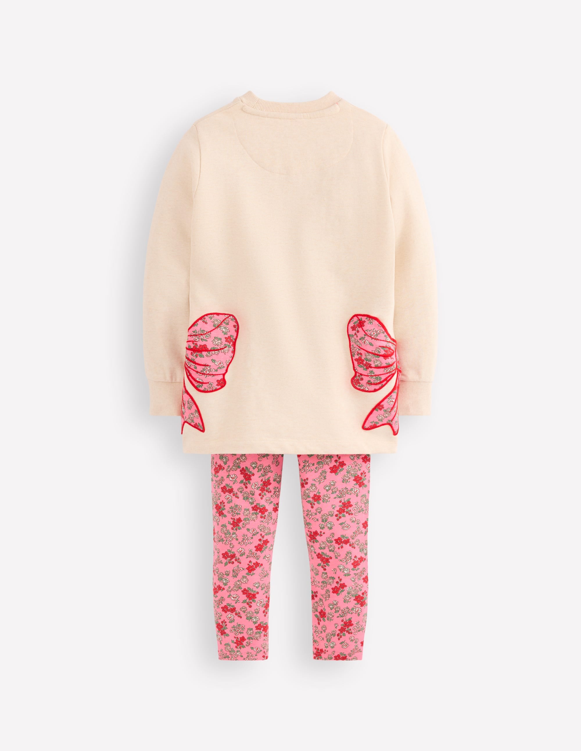 Lustiges Set mit Sweatshirt-Tunika-Haferbeige Meliert Schleifen - Image 2