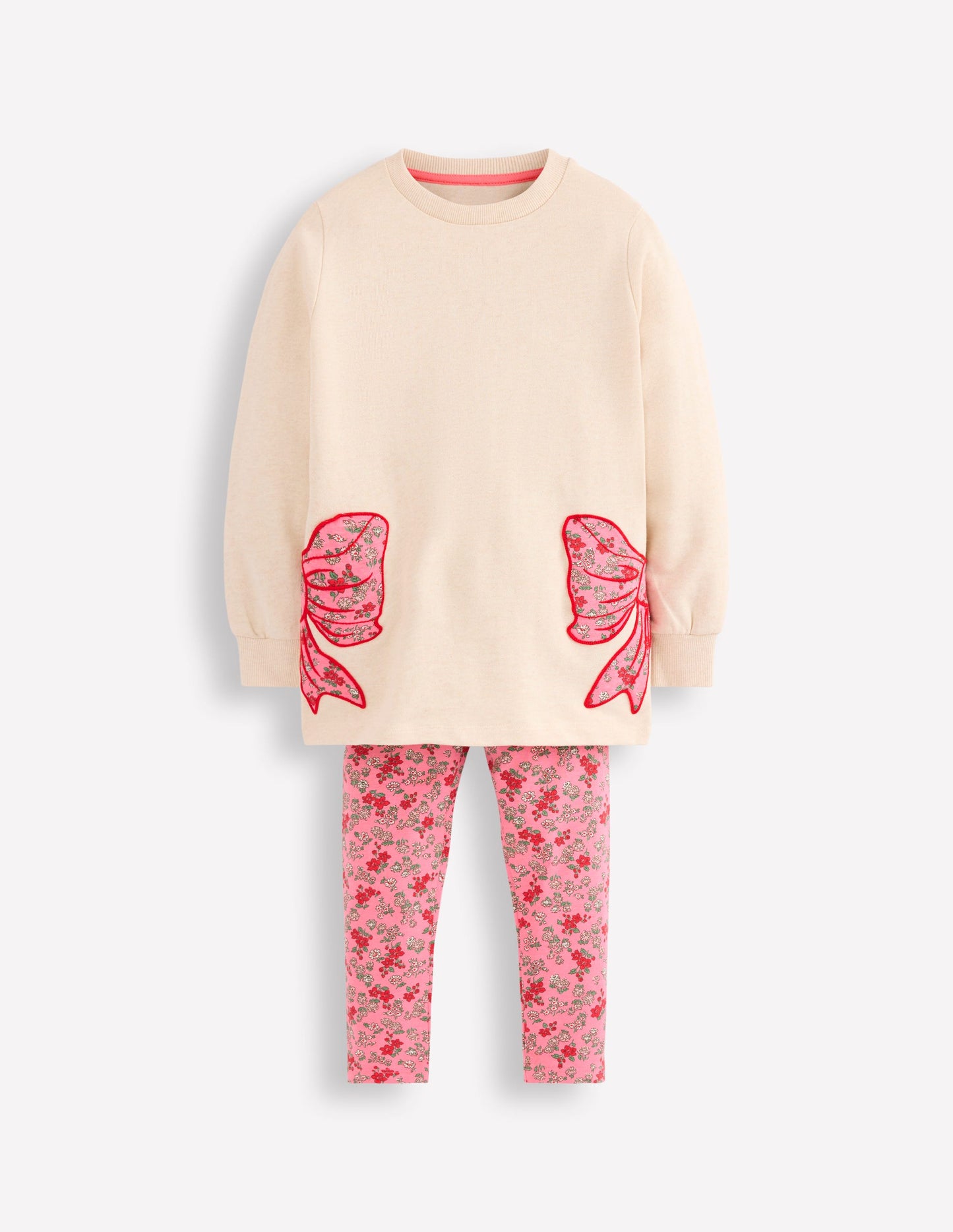 Ensemble avec tunique-sweat fun-Nœuds avoine chiné