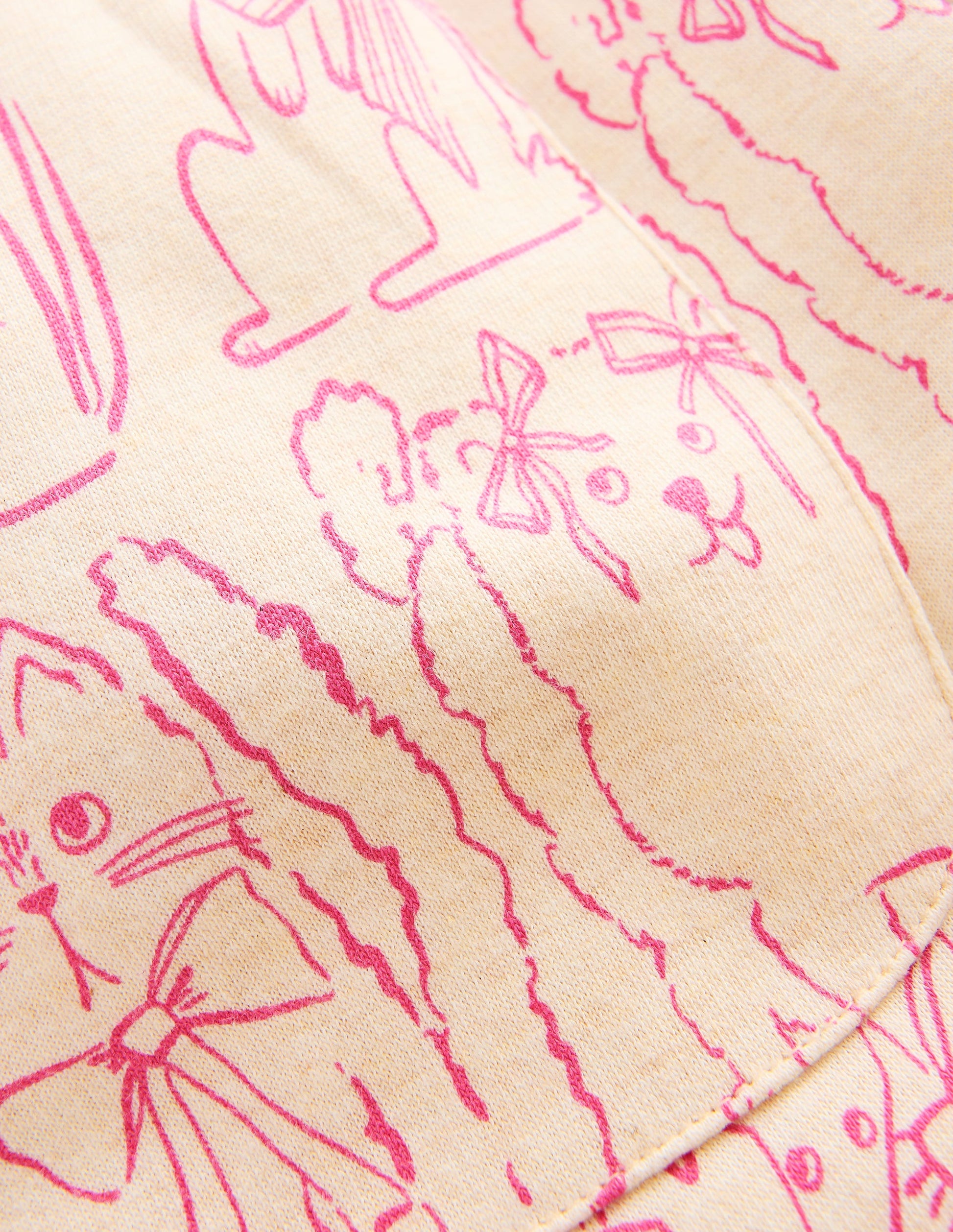 Bedruckte Jogginghose mit weitem Bein-Haferbeige Katzen-6