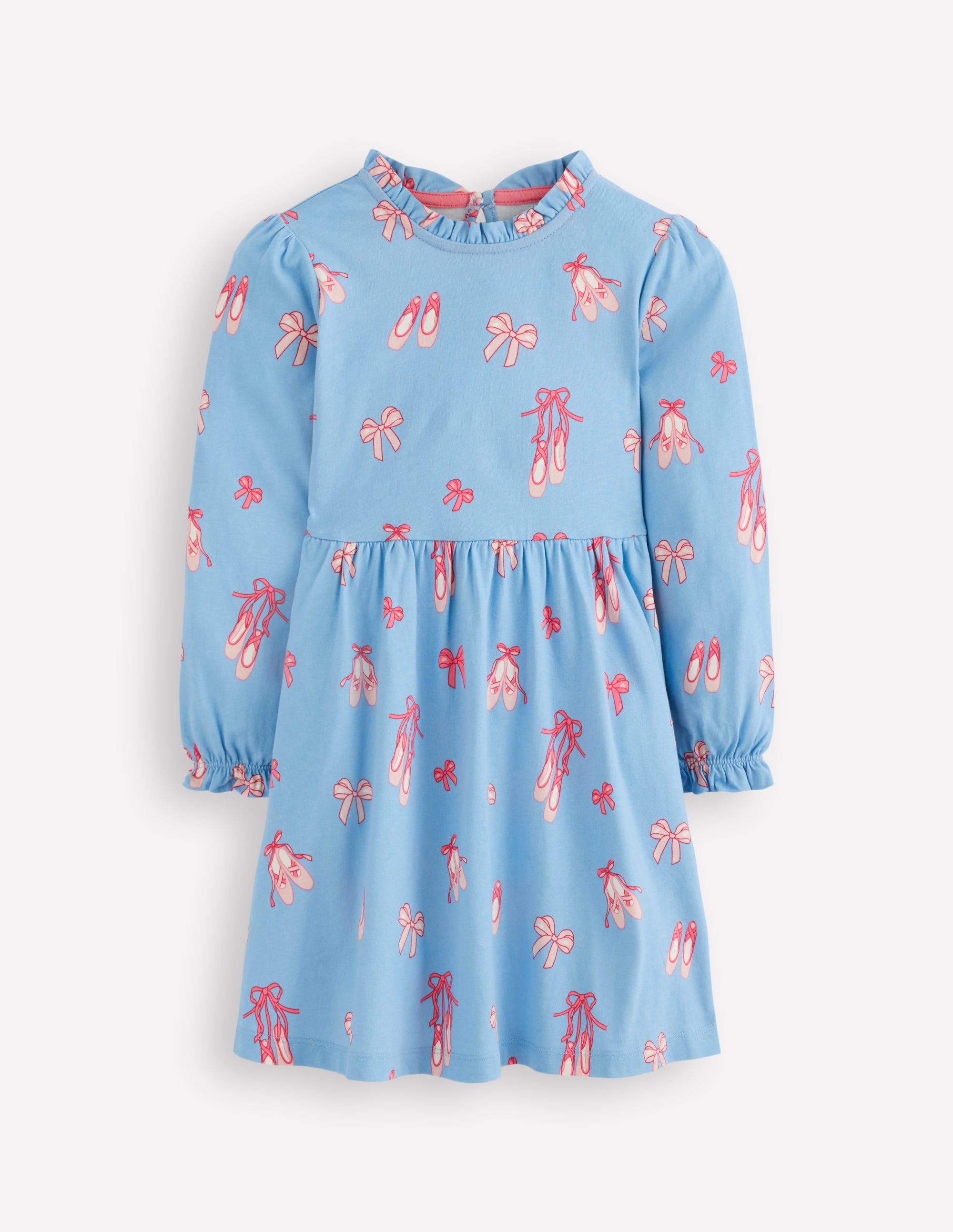 Jerseykleid mit Blousonärmeln-Hellblau Ballettschuhe - Image 1