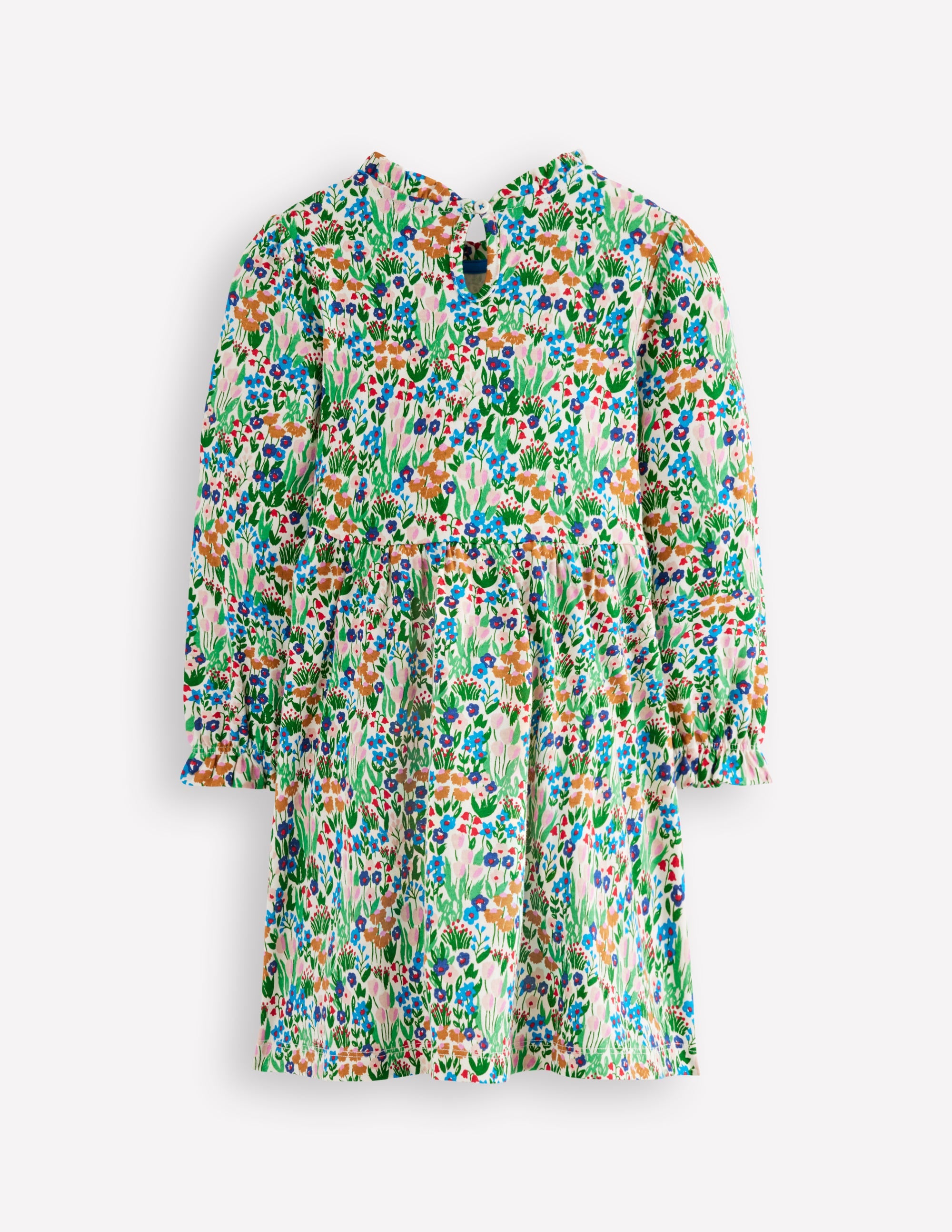 Jerseykleid mit Blousonärmeln-Eisvogelblau Frühlingsblumenbeet - Image 2