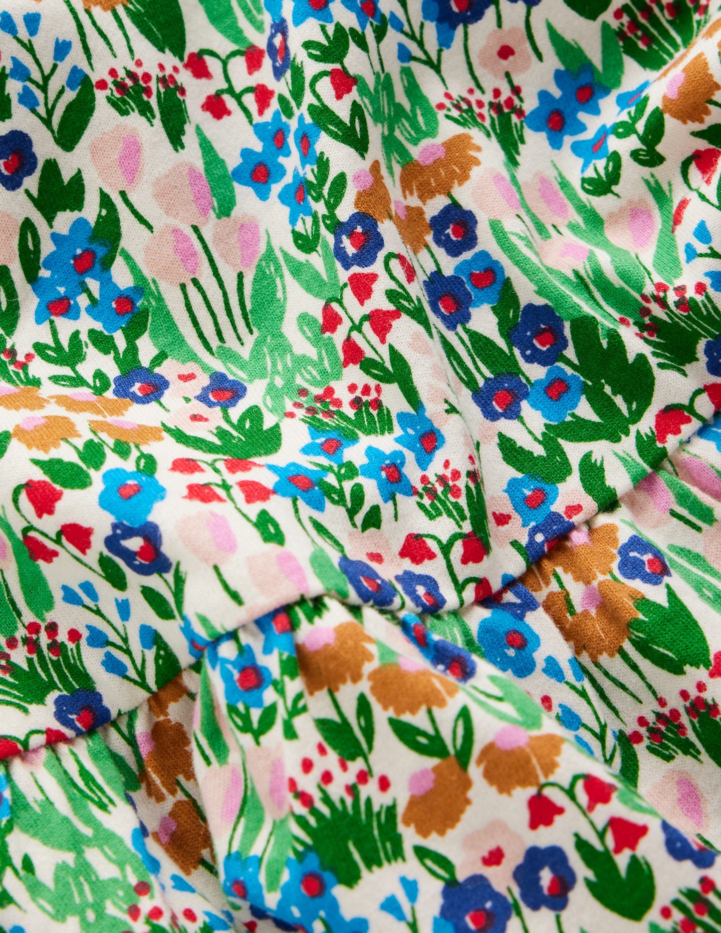 Jerseykleid mit Blousonärmeln-Eisvogelblau Frühlingsblumenbeet