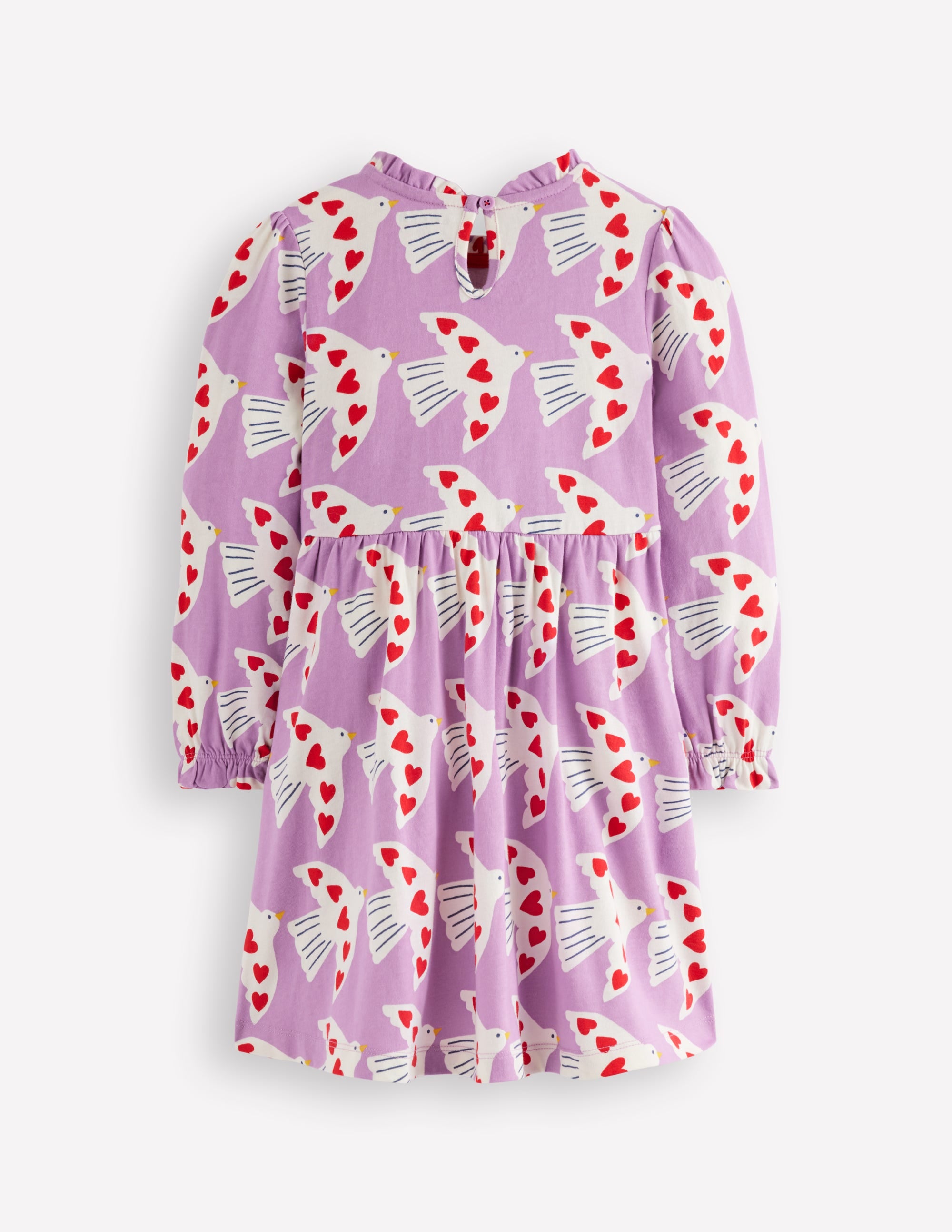 Blouson Sleeve Jersey Dress-Pale Pansy Love Birds - Image 2