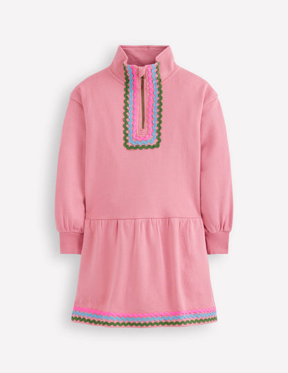 Robe-sweat partiellement zippée-Brume rose-1