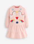 Rob-sweat taille basse-Appliqués rose craie