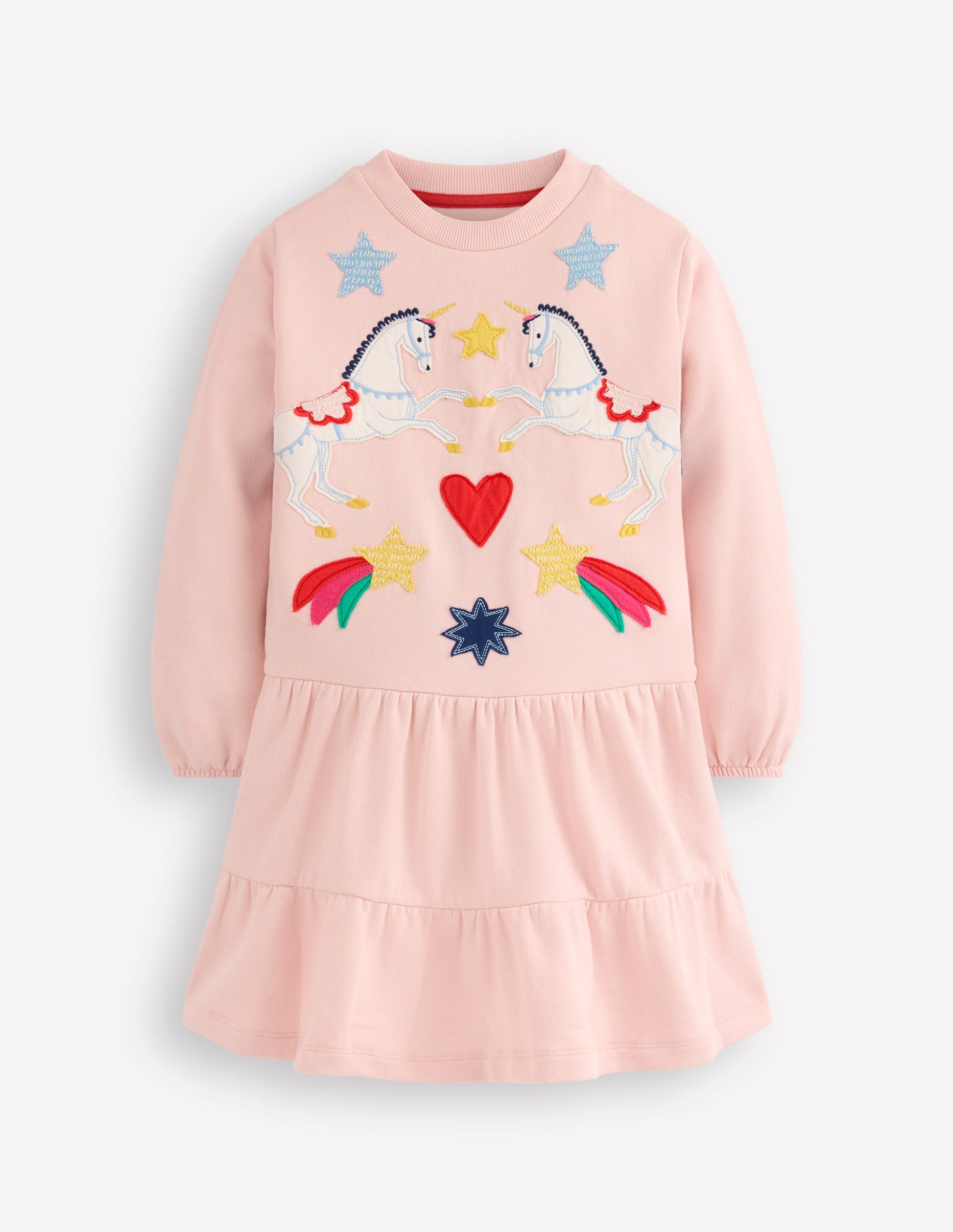 Drop Waist Sweatshirt Dress-Chalk Pink Appliqué-1