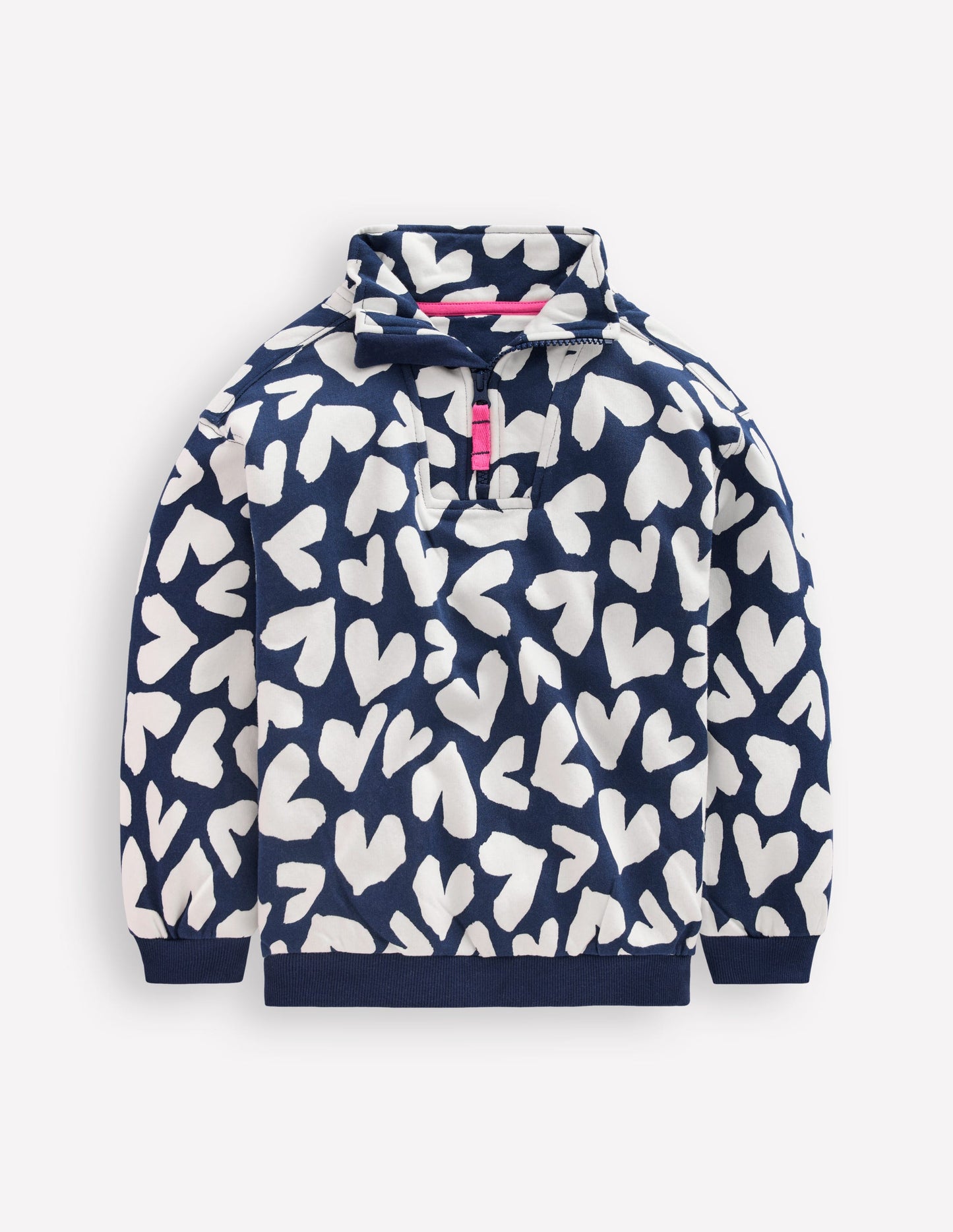 Sweatshirt mit Halbreißverschluss-Marineblau Herzen
