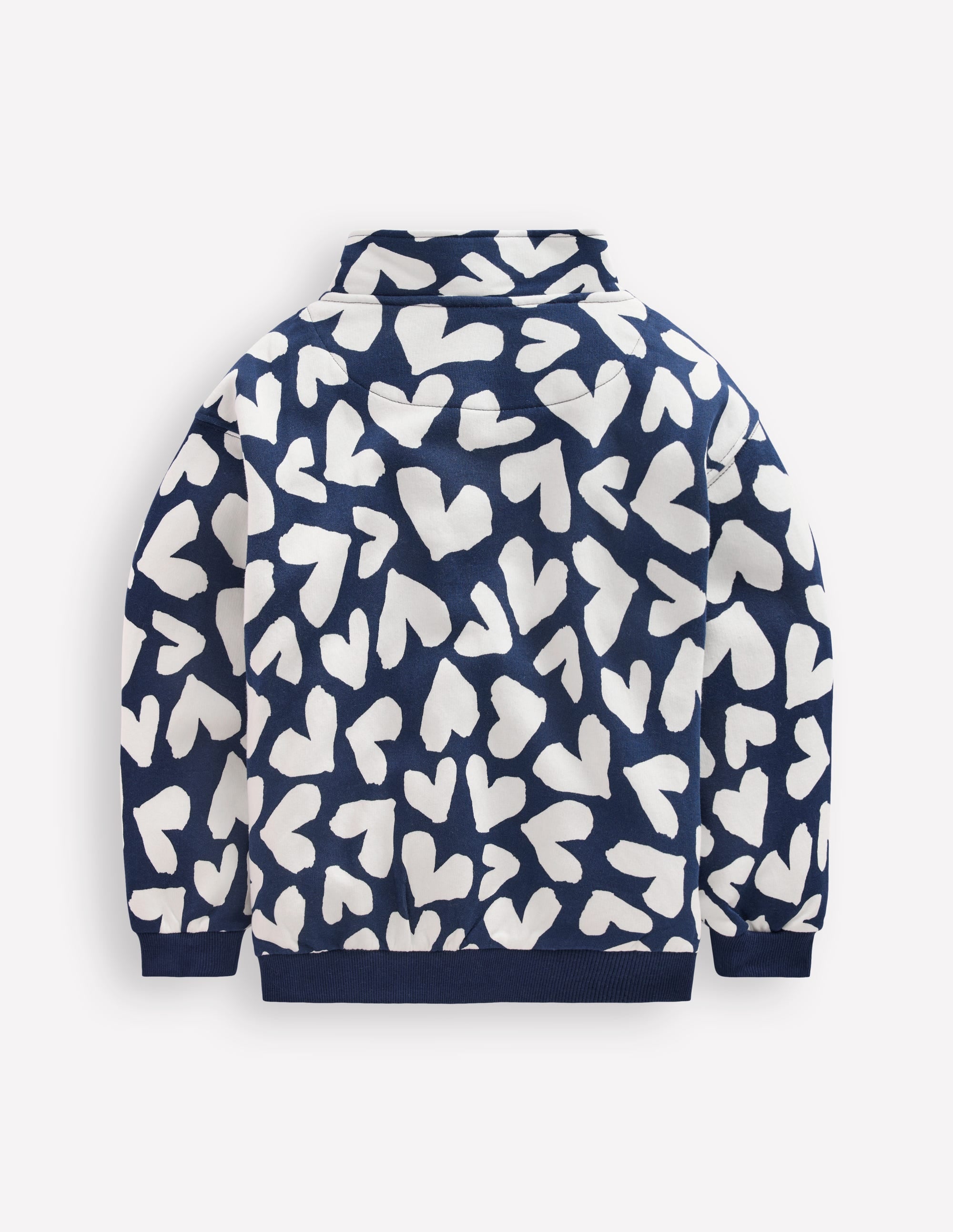 Sweatshirt mit Halbreißverschluss-Marineblau Herzen - Image 2