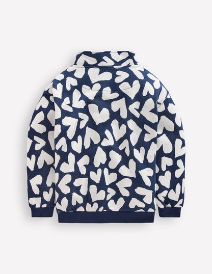 Sweatshirt mit Halbreißverschluss-Marineblau Herzen-2