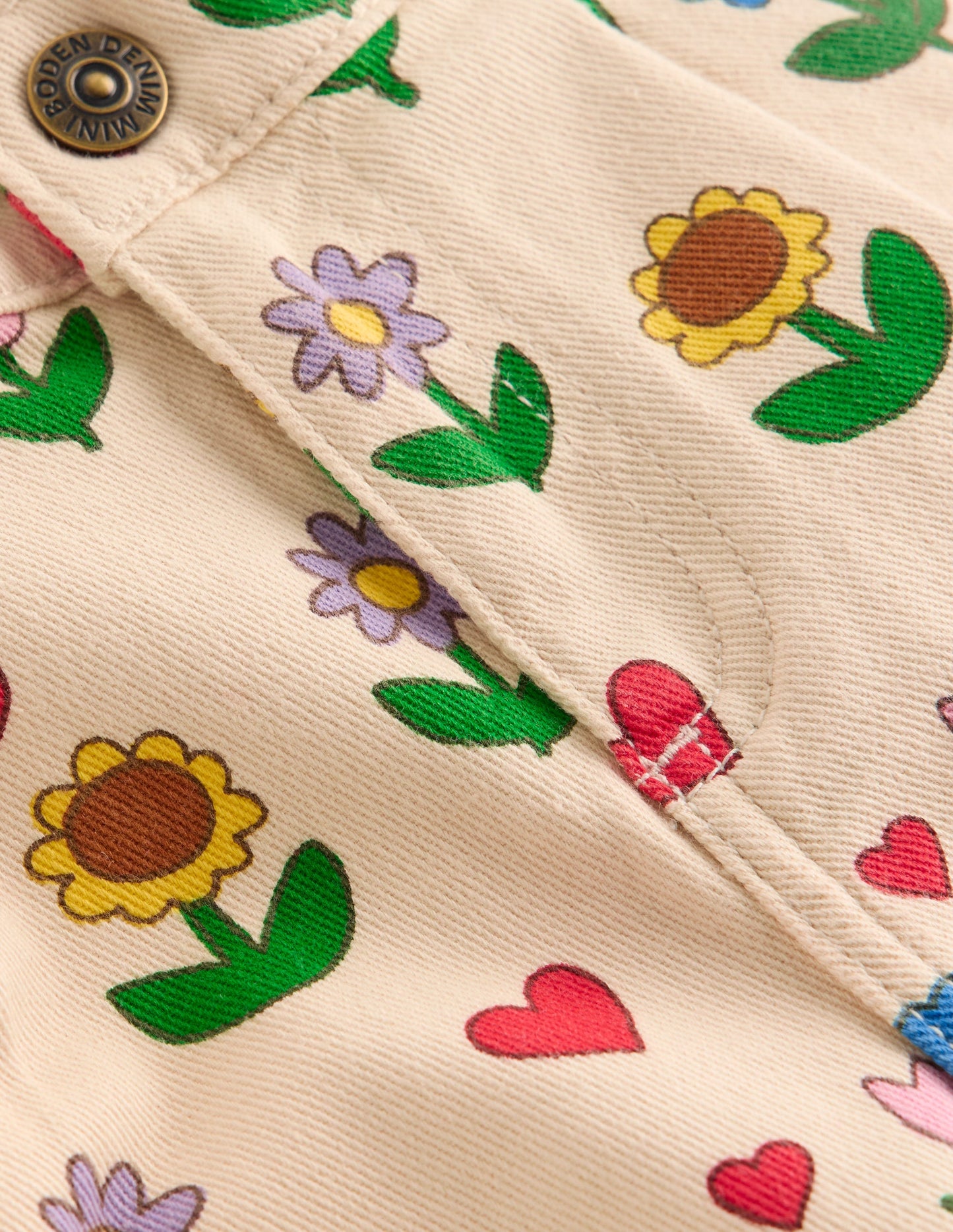 Jeans mit Faltendetail-Naturweiß Sonnenblumen Garten