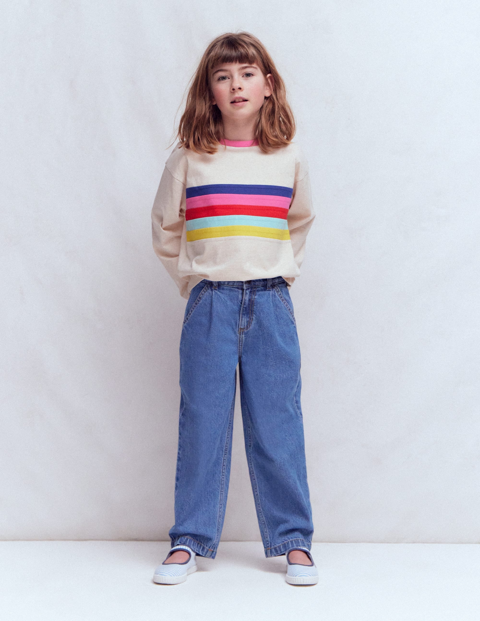 Jeans mit Faltendetail-Mittlere Mischung Denim - Image 1