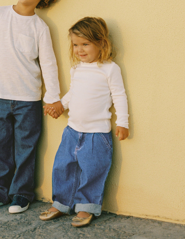 Jean à plis-Denim vintage moyen