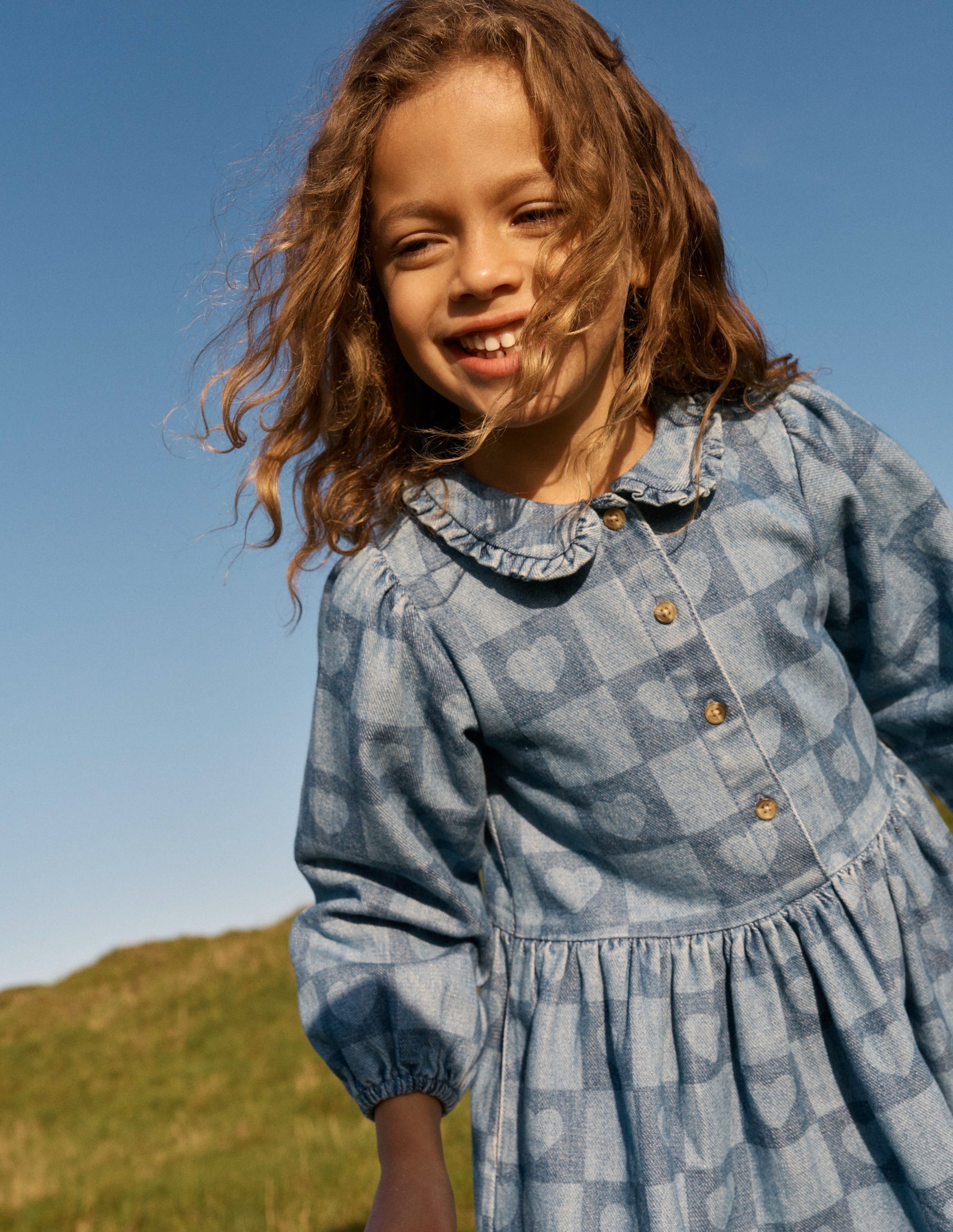 Hübsches Hemdblusenkleid-Denim Herzstempel-1