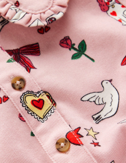 Hübsches Hemdblusenkleid-Vintage Rosa Valentinstag-3